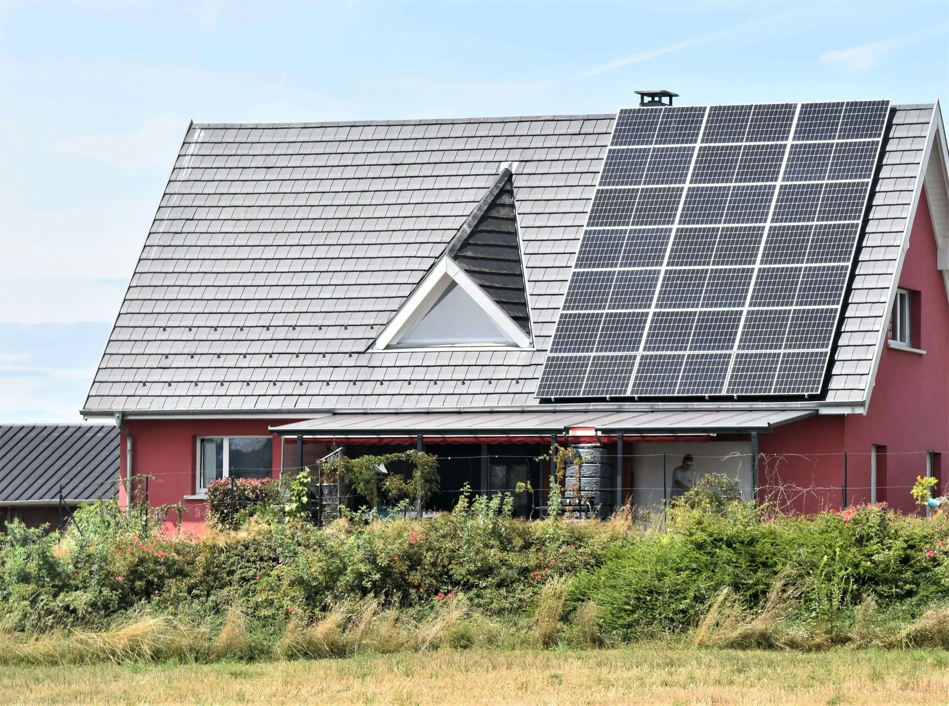 A family home with rooftop solar panels