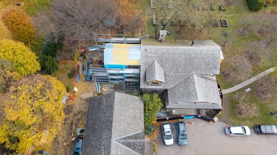 Spadina Museum under restoration, seen from above
